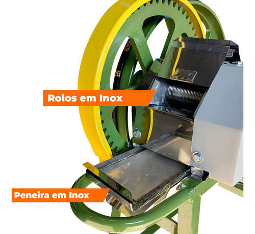 Engenho De Cana A Gasolina Partida Elétrica 7hp Rolo De Inox