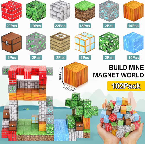 Juego De Bloques Magnéticos De 102 Piezas Para Niños, Bloque