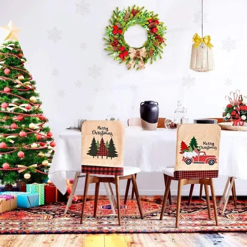 Funda Para Silla De Comedor Con Decoración Navideña De 3 Pie