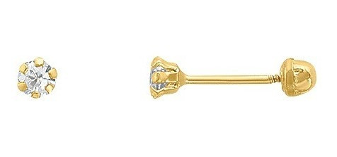 Imagen 2 de 2 de Broquel Circonia Bebé. 2.25mm Oro 10k - 358