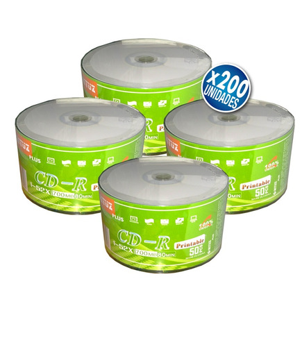 Pack X200 Unidades Cd Imprimibles Rituz 52x 700mb 80 Min