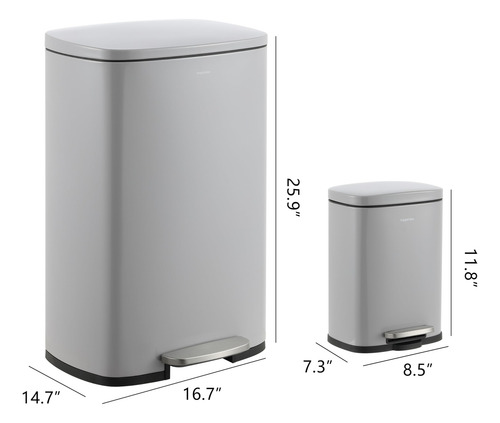 Bote De Basura Rectangular 49 Litros Moderno Con Tapa Suave