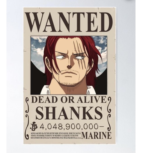 Anime Wanted Cuadro 29x19 Mdf One Piece Shanks 4.048.900.000