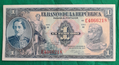 Billete De Un Peso Año 1947, E 7 Digitos, Estado 8