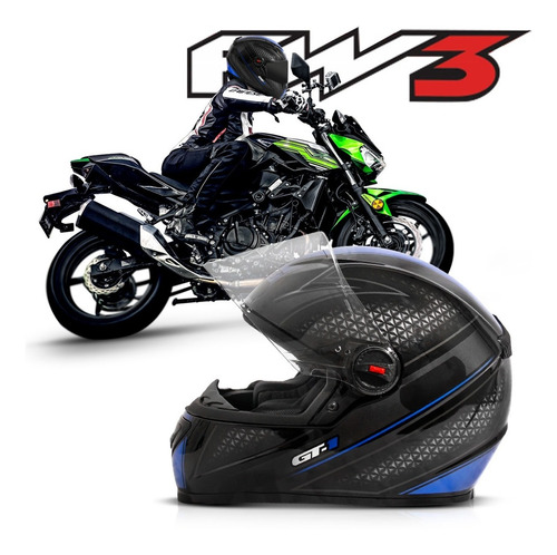 Capacete Fechado Moto Gt1 Azul