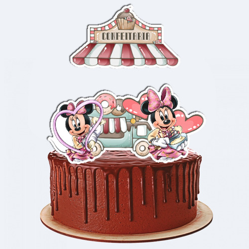 Topo De Bolo Topper Personalizado Minnie Confeiteira 4816