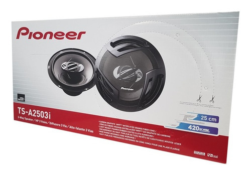 Par de altavoces triaxiales Pioneer, 10 pulgadas, TS-A2503i, 420 W, 4 ohmios, color negro