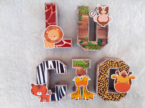 Letras 3d. Animales De La Selva 14 Cm De Alto X 4