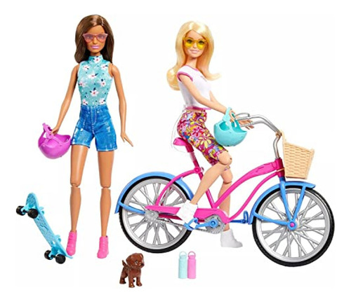 Barbie  Outdoor Bike Playset Bundle Muñeca Rubia Y Morena Co