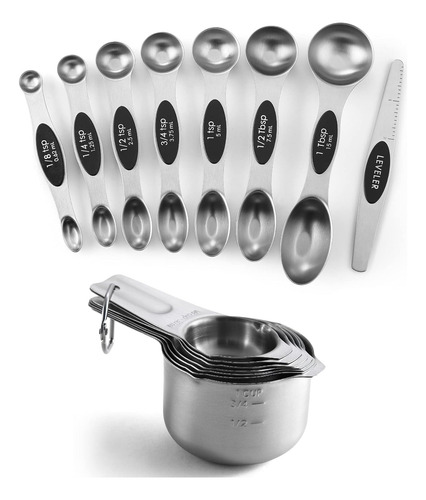 Juego De Tazas Medidoras De Acero Inoxidable Y Cucharas Medi