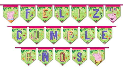 Guirnalda Feliz Cumpleaños Peppa Pig Cotillón Activarte