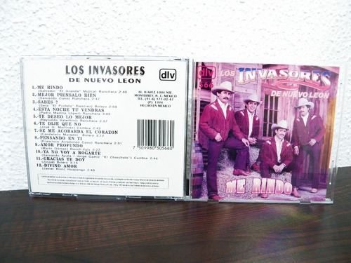 Cd Original Los Invasores De Nuevo Leon Me Rindo