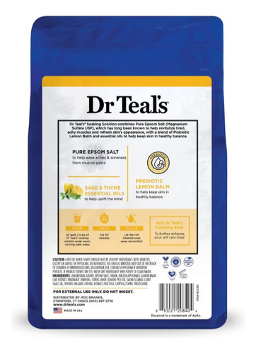 Dr Teal's Sales De Epsom Puras De Bálsamo D Limón Prebiótico Limón