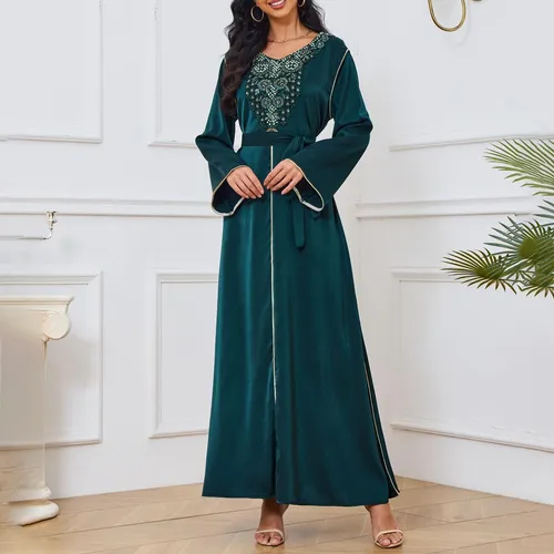 T Moda Mujer Ropa Árabe Casual Estampada Escote En V L 7003