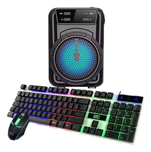 Kit Parlante Portatil Usb Gtc 1346 + Teclado Y Mouse Gamer