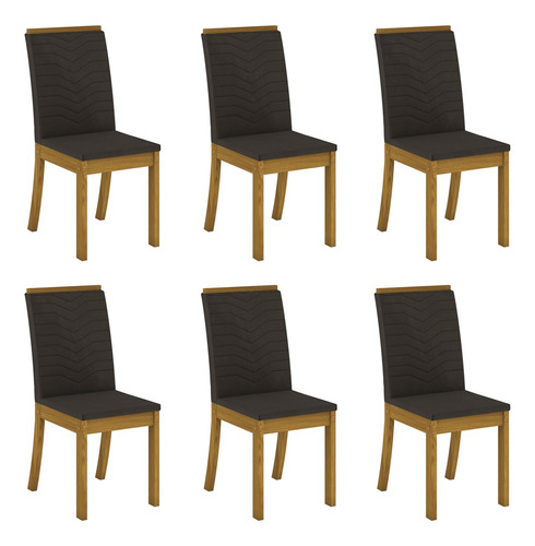 Kit 6 Cadeiras Para Sala De Jantar Mel H02 Nature/marrom