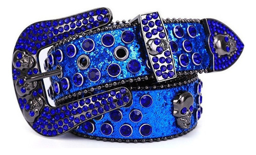 Cinturón De Diamantes Imitación Cintura Punk De Moda Cráneo,