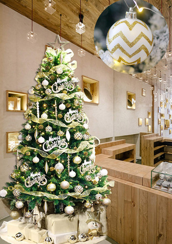 30 Bolas De Navidad En Dorado Y Blanco