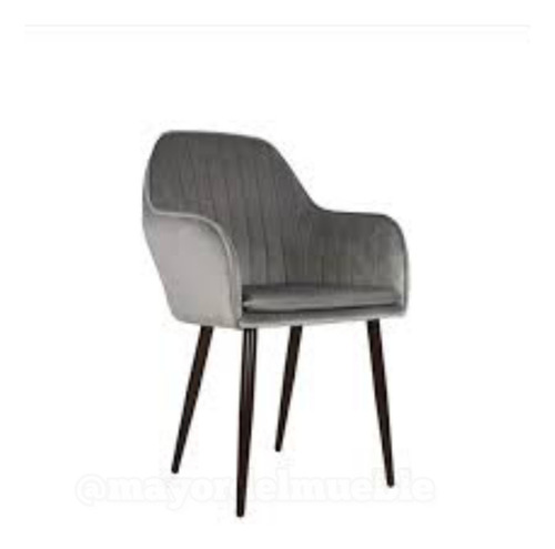 Silla Tipo Poltrona Velvet En Gamuzado Gris O Negro