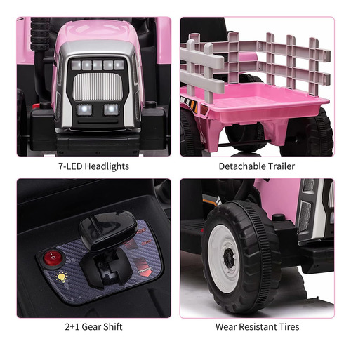 Tractor Eléctrico A Batería De 12 V Con Control Remoto Y Rem