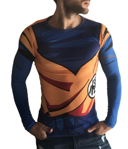 Remera Slim Fit Traje Dragon Ball Z Ranwey Pr005 Manga Larga