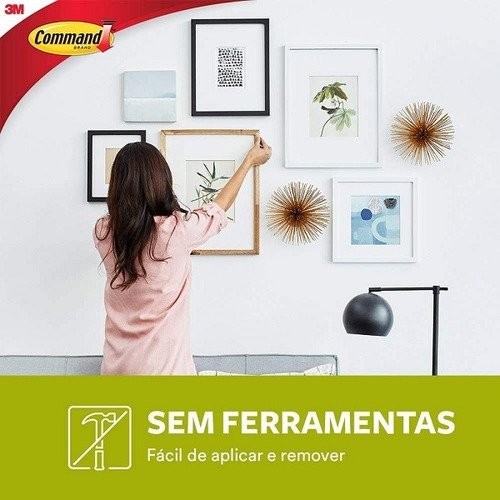 Suporte Adesivo Quadros Command Branco Grande Ate 2,3kg 3m