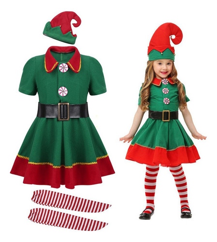 Traje De Elfo Navideño Para Vestido De Cosplay De Santa Clau