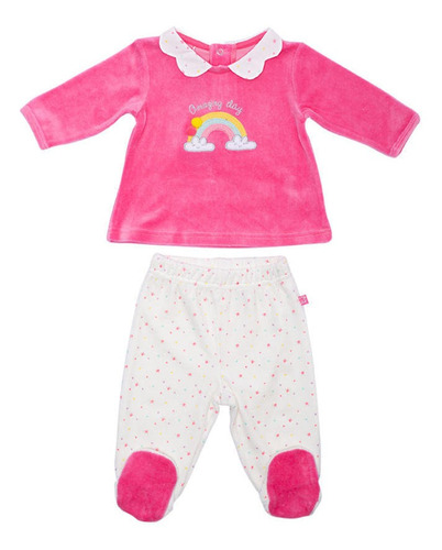 Conjunto Plush Bebe Algodón Verano Niña Fucsia