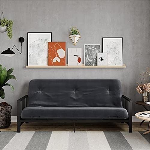 Futon Con Colchon De Microfibra Color Gris Marca Dhp