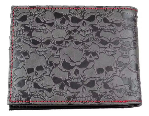 Cartera Billetera Calaveras Rocker Moda Casual Negro