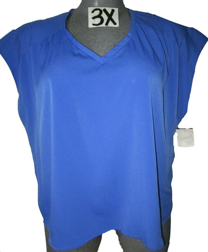 Blusa Azul Cuello V De Salir Talla 3x (42/44) Jaclyn Smith