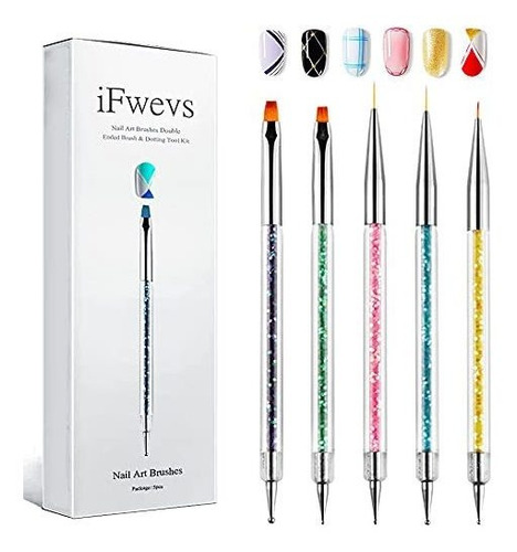 Ifwevs Nail Art Brushes, 5 Piezas De Pincel De Doble Punta Y