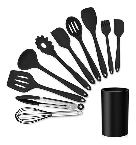 Kit Jogo Utensilios Para Cozinha 11pcs Colheres Silicone