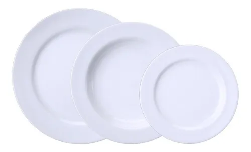 comprar 6 Pratos Rasos 6 Fundos 6 Sobremesa Porcelana Schmidt 18pçs
