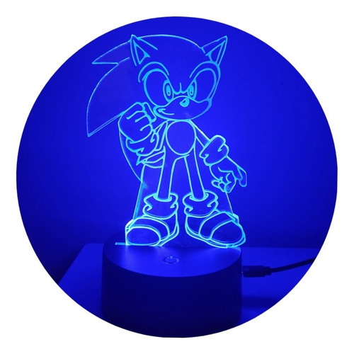 Lámpara Led Ilusión 3d Sonic 7 Colores
