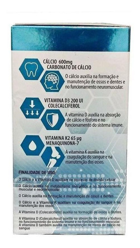 Kit Com 02 Supracorp Cálcio 600 Vitamina D3+k2 - 60 Cápsulas
