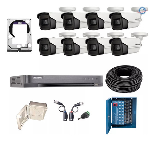 Kit 8 Camaras Hikvision 4k Disco 4 Tb, Dvr 16, 60m Ir 8 Mp