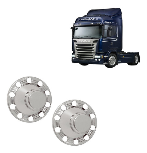 2 Capa Cubo De Roda Traseira Scania P/g/r Highline C Tração