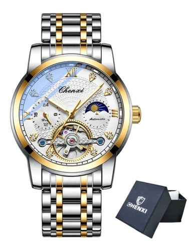 Reloj De Tourbillon Chenxi Modelo Cx-8870color Plata Y Blanc