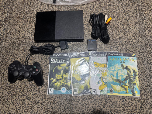 Playstation Ps2 Slim 90001 Con 4 Juegos Copias Y Memory Card Negro Piano (Usado)