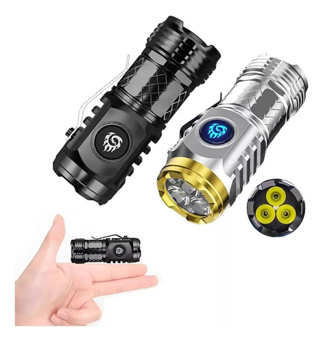 Linterna Led Mini Flash Super Power De 2 Unidades Color De La Luz Black+silver