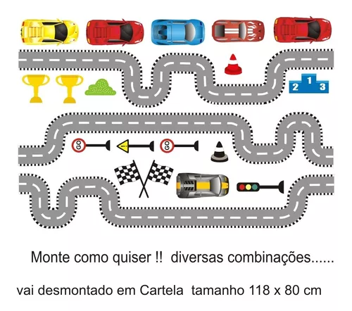 Adesivo Infantil menino Pistas Carros Carrinhos Corrida M01