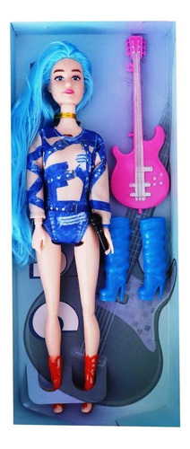 Muñeca Karol G La Bichota Con Luz Sonido Azul Guitarra