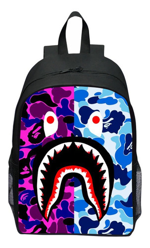 Nueva Mochila Estampada Big Mouth Graffiti Cartoon Shark Bac