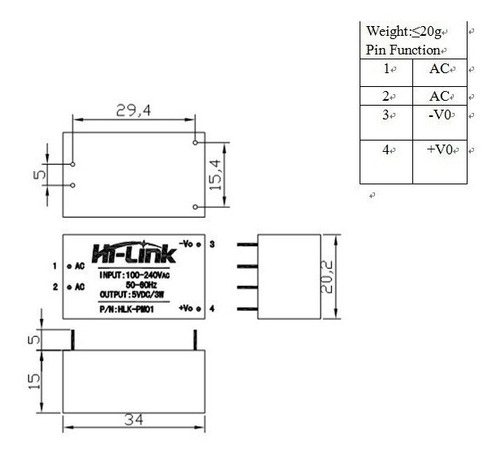 Mini Fonte Hi-link 5v Hlk-pm01 100~240vac - Esp8266, Arduino