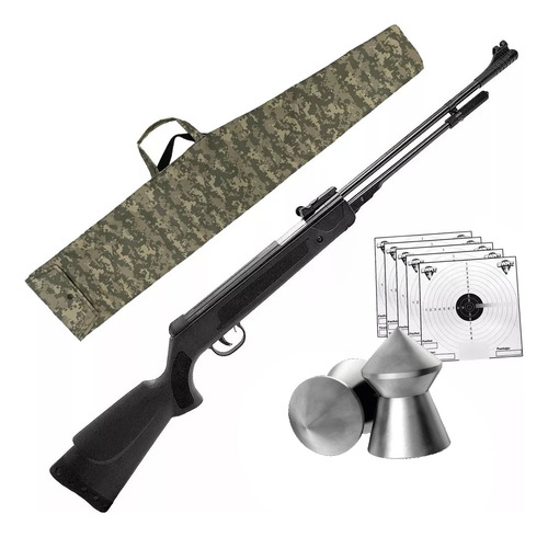 Imagen 1 de 10 de Rifle Aire Comprimido 5,5 Potenciado Caza Balines Blanco