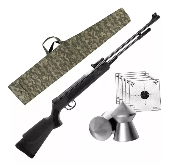 Rifle Aire Comprimido 5,5 Potenciado Caza Balines Blanco