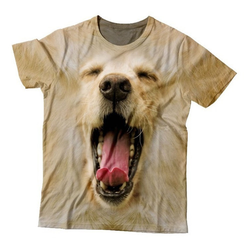 Camiseta 3d Estampa Total De Animais - Cachorro/golden