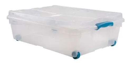 Caja Organizadora Bajo Cama Con Ruedas 32 Lts Transparente