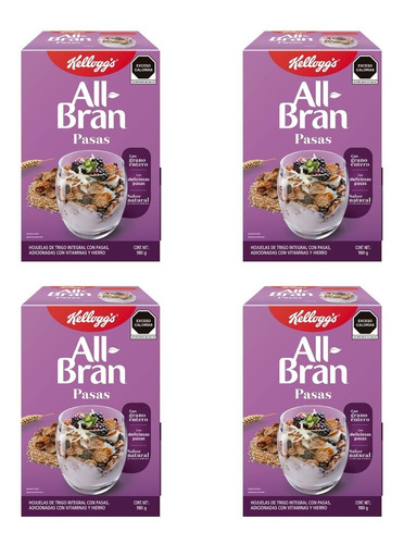 Cereal All-bran Kellogg´s Pasas 980 G (4 Cajas)